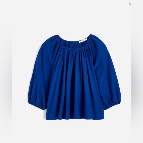 Madewell shirred puff-sleeves top in cotton silk voile - Picture 1 of 9